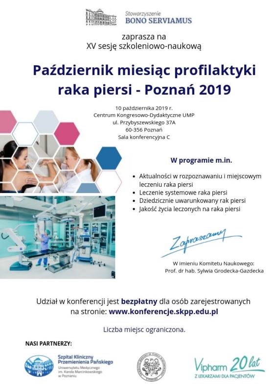 XV Sesja Naukowo-Szkoleniowa: Październik miesiąc profilaktyki raka piersi – Poznań 2019