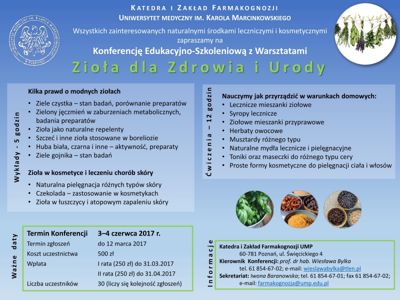 Konferencja Edukacyjno-Szkoleniowa z Warsztatami „Zioła dla Zdrowia i Urody”