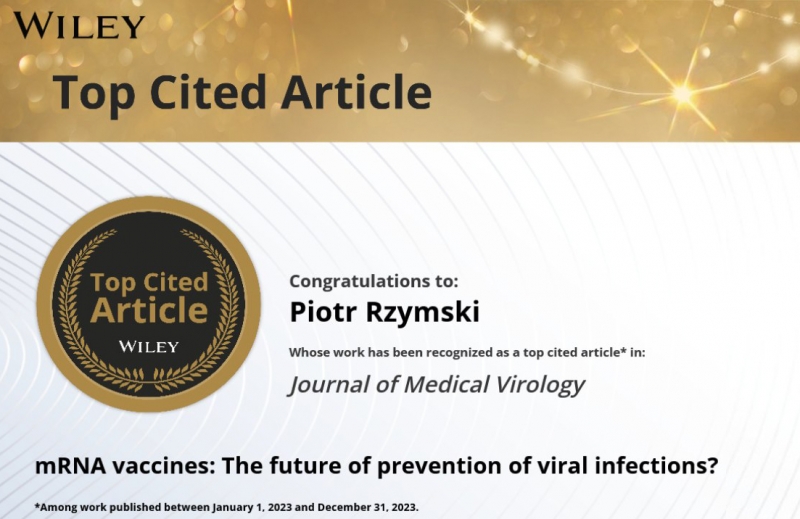 Najczęściej cytowany i czytany artykuł 2023 roku w Journal of Medical Virology